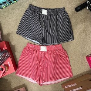 Stylish Striped Shorts Set - Black and Red